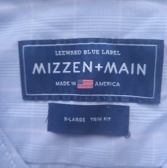 Mizzen Main Shirt Mens XL Blue Striped Leeward Trim Fit Dress Preppy Business - Picture 13 of 13